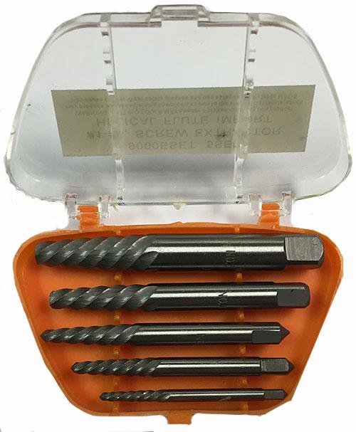 Drillco 9000ESET Screw Extractor Set, #1 to #5, 5 Pieces, Carbon - Bolt Extractor Sets